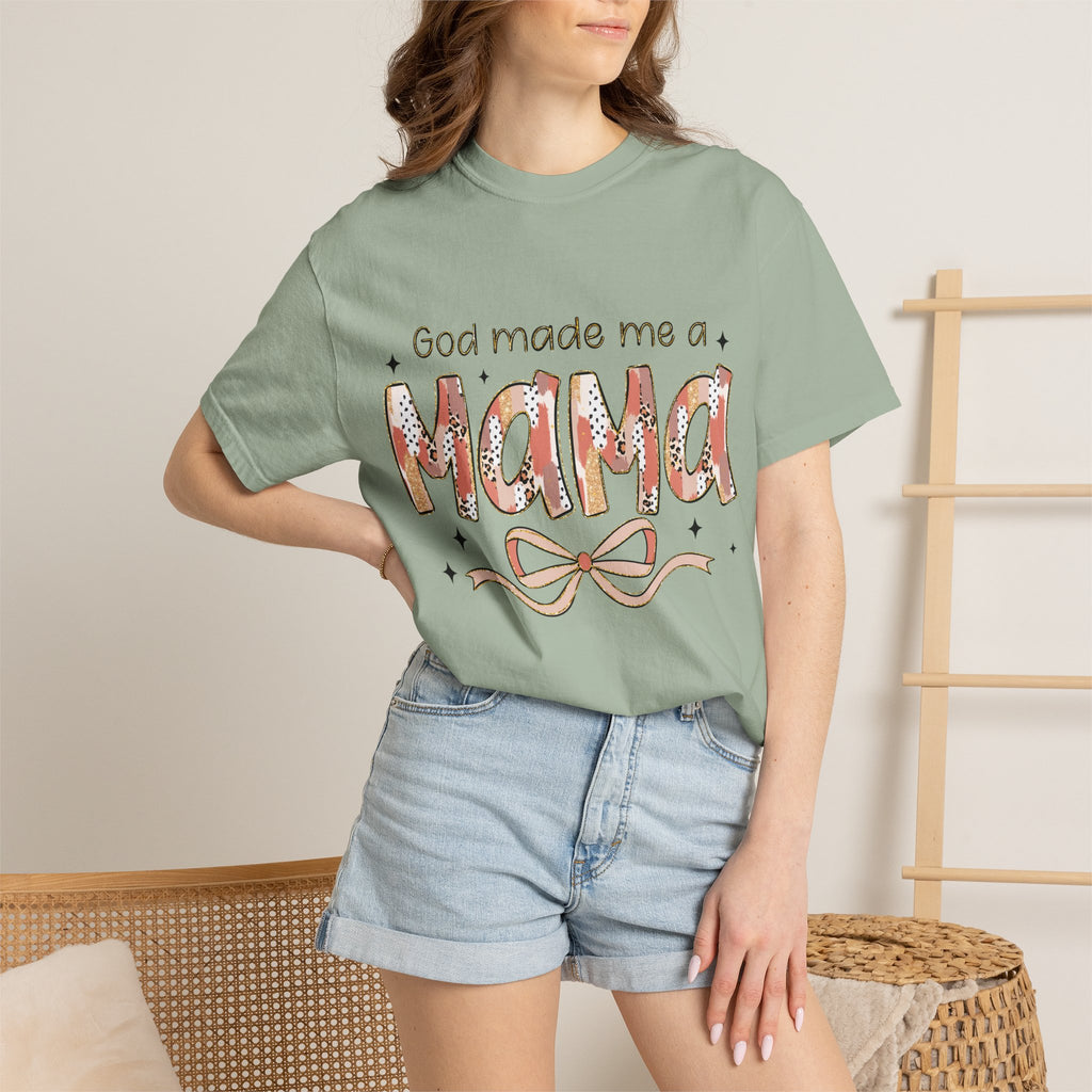 Mama Graphic T-Shirt — "God Made Me a Mama" Floral Design
