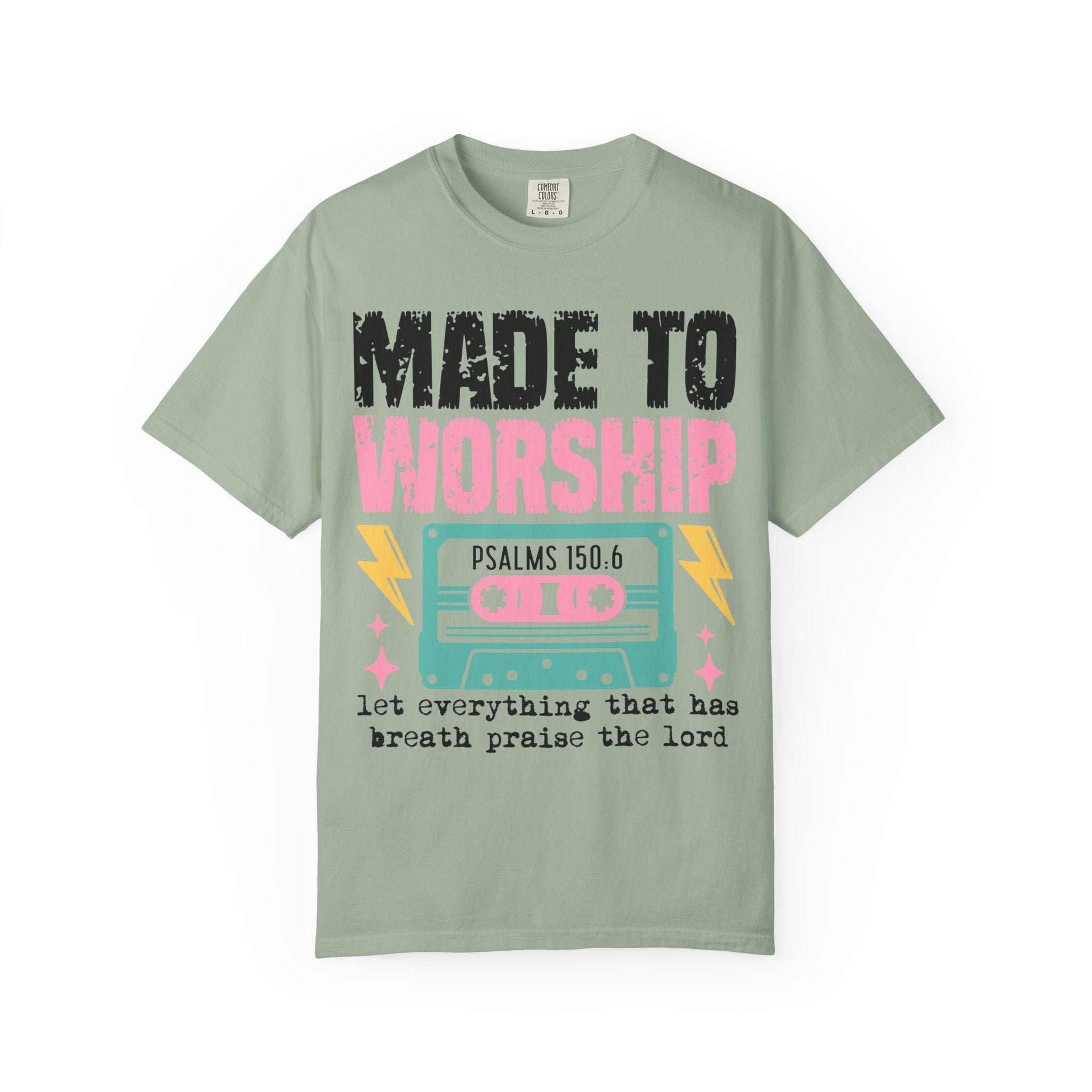 Made to Worship T-Shirt — "Psalms 150:6" Retro Cassette Christian Tee