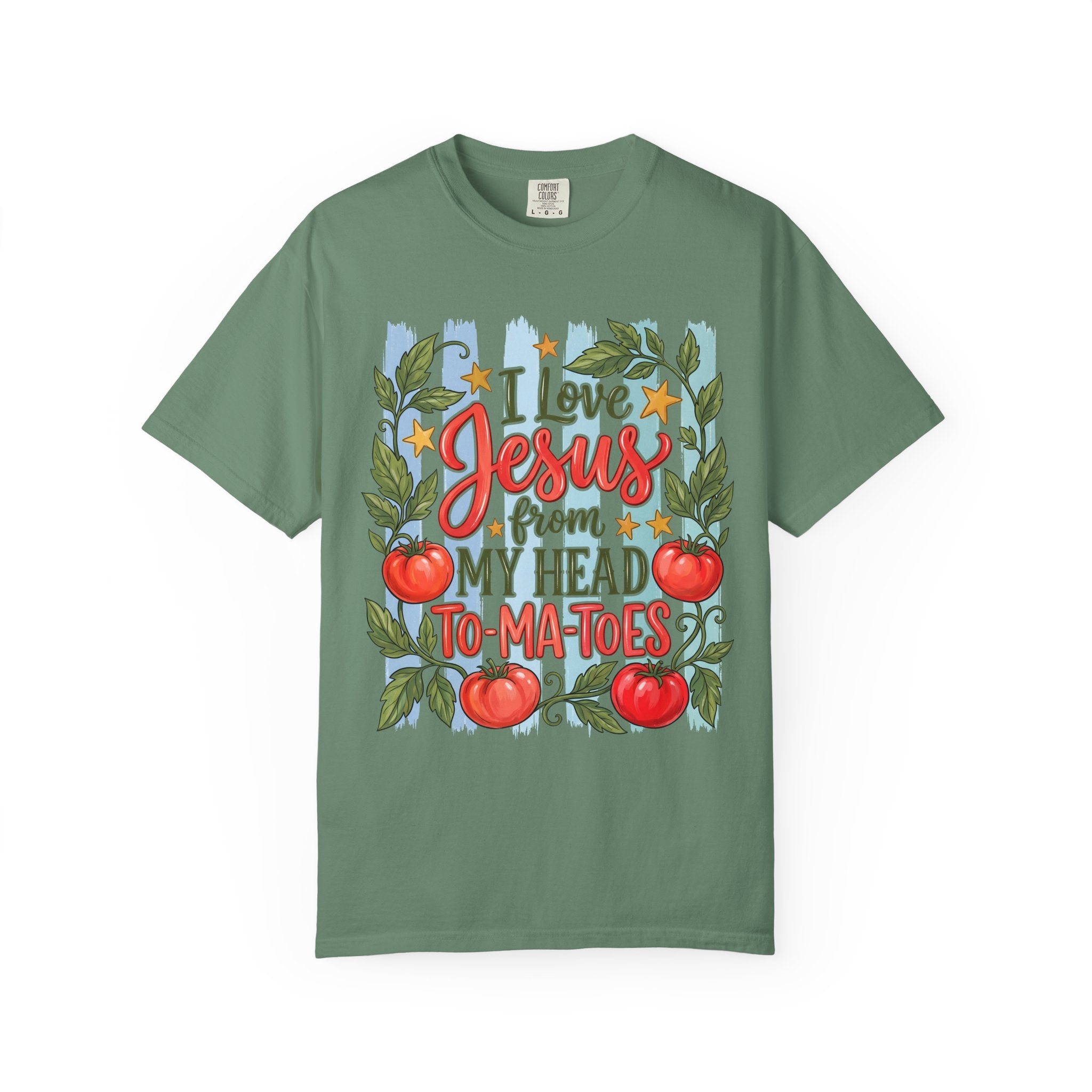 Christian T-Shirt — "I Love Jesus From My Head to-Ma-Toes" Tomato Design