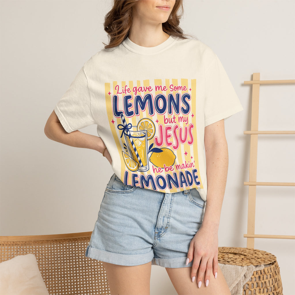 Christian Lemonade T-Shirt — “Life Gave Me Some Lemons but My Jesus” Graphic Tee