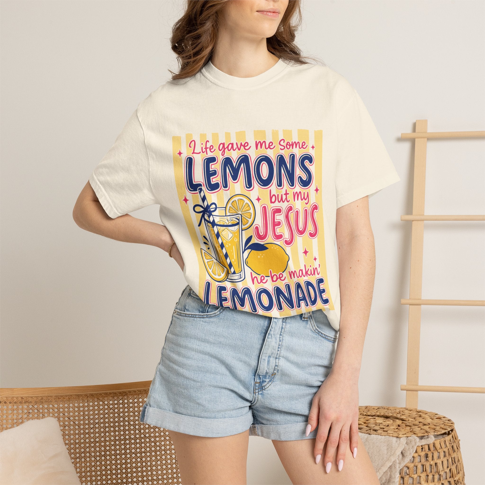 Christian Lemonade T-Shirt — “Life Gave Me Some Lemons but My Jesus” Graphic Tee