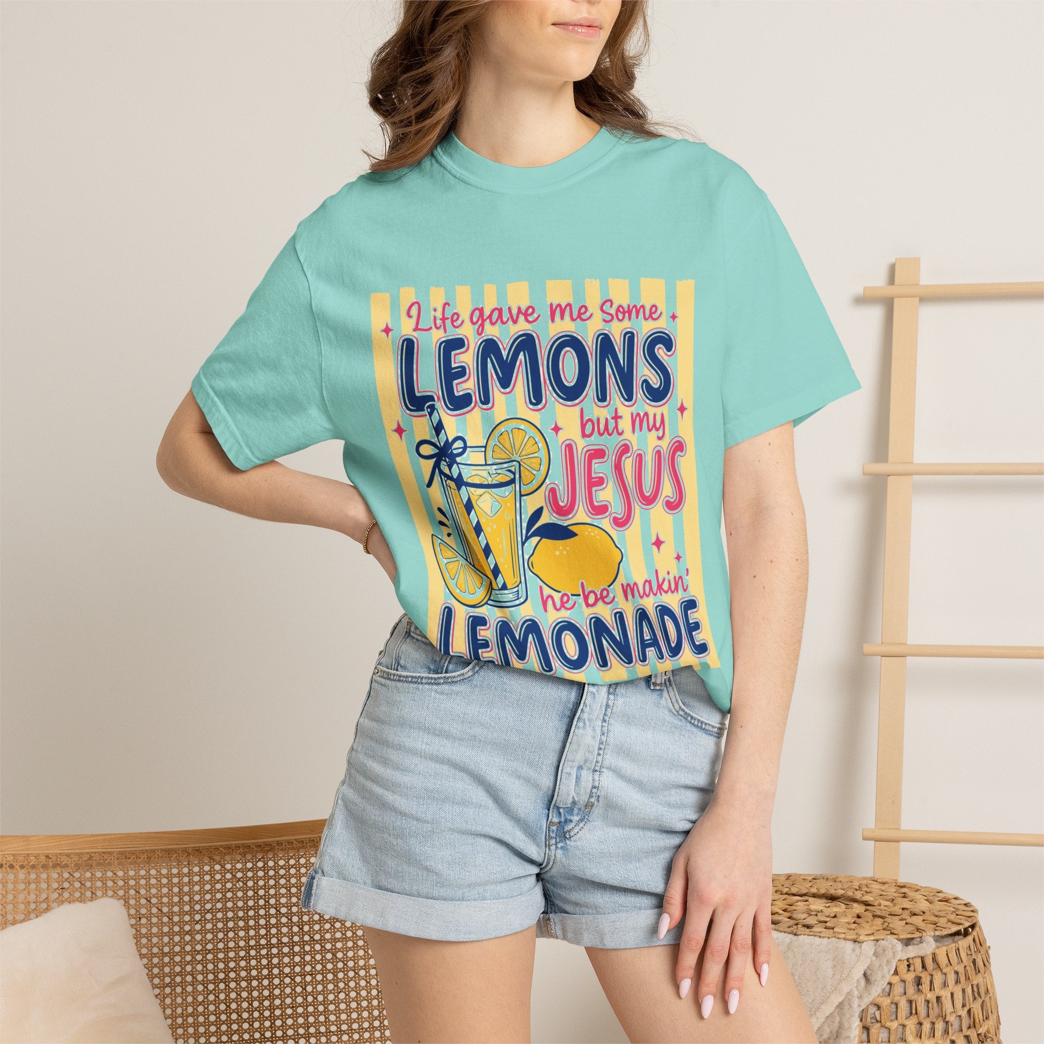 Christian Lemonade T-Shirt — “Life Gave Me Some Lemons but My Jesus” Graphic Tee