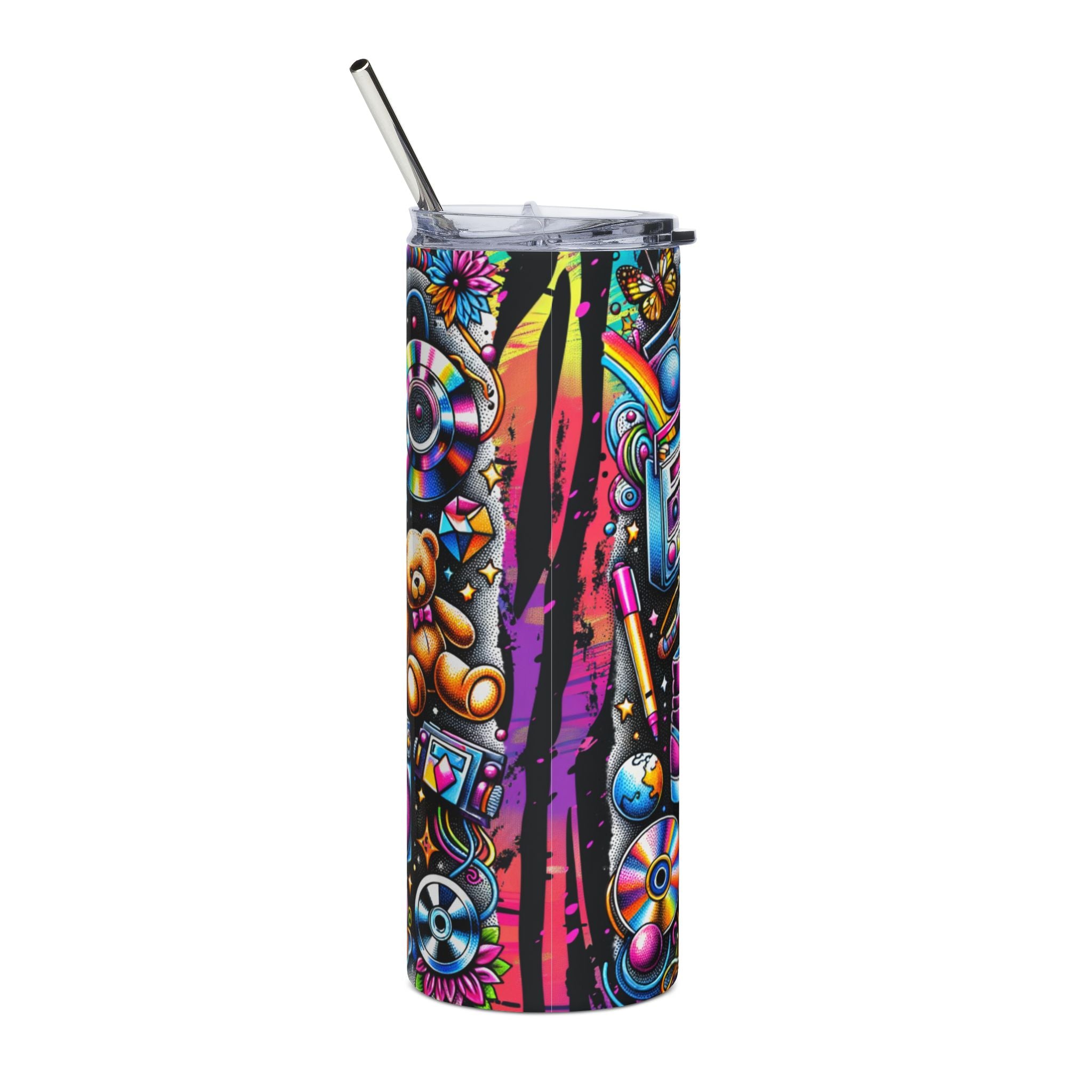 20oz Stainless Tumbler — Made in the 80s Retro Boombox & Roller Skate Design