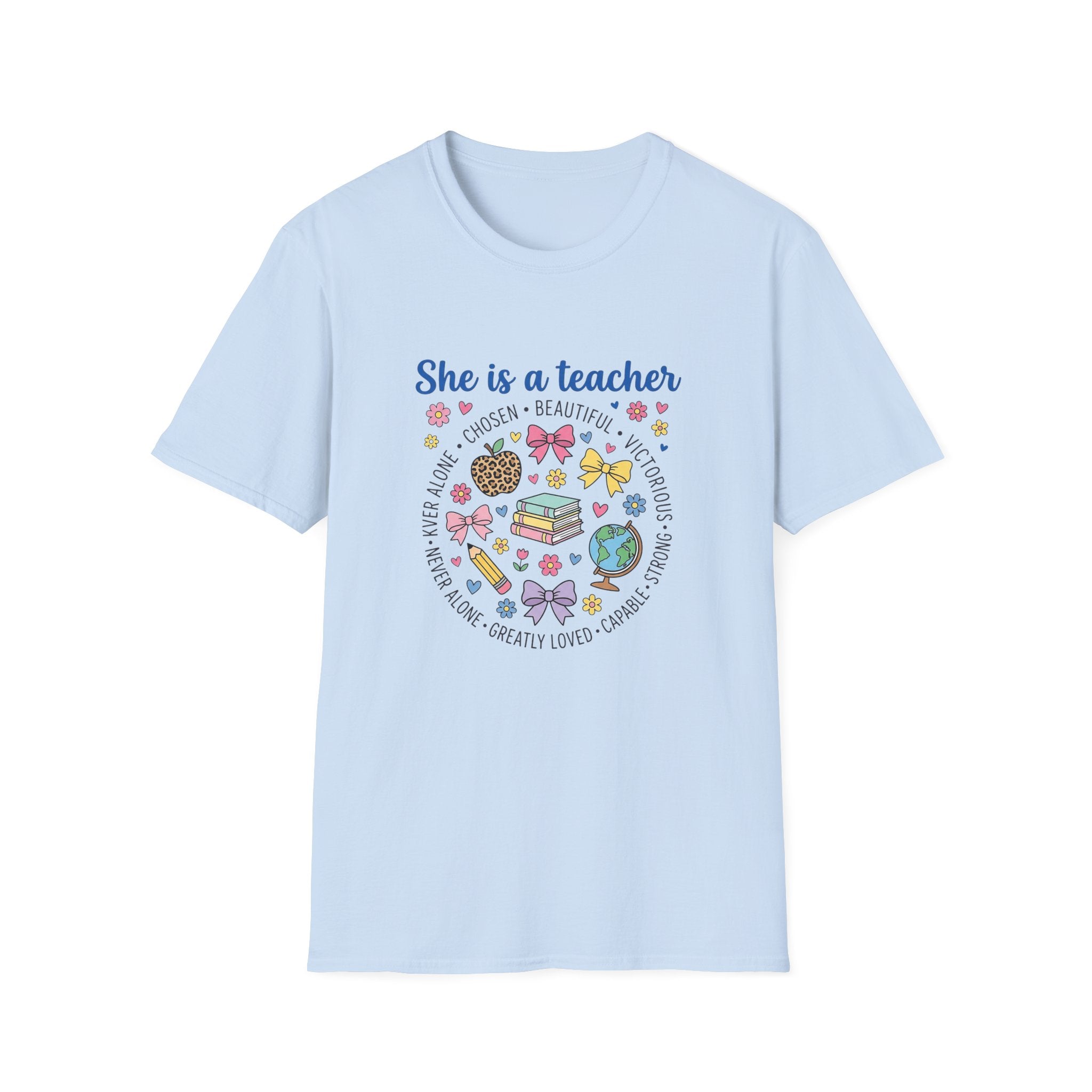 She Is a Teacher T-Shirt — Feminine Floral Inspirational Teacher Gift