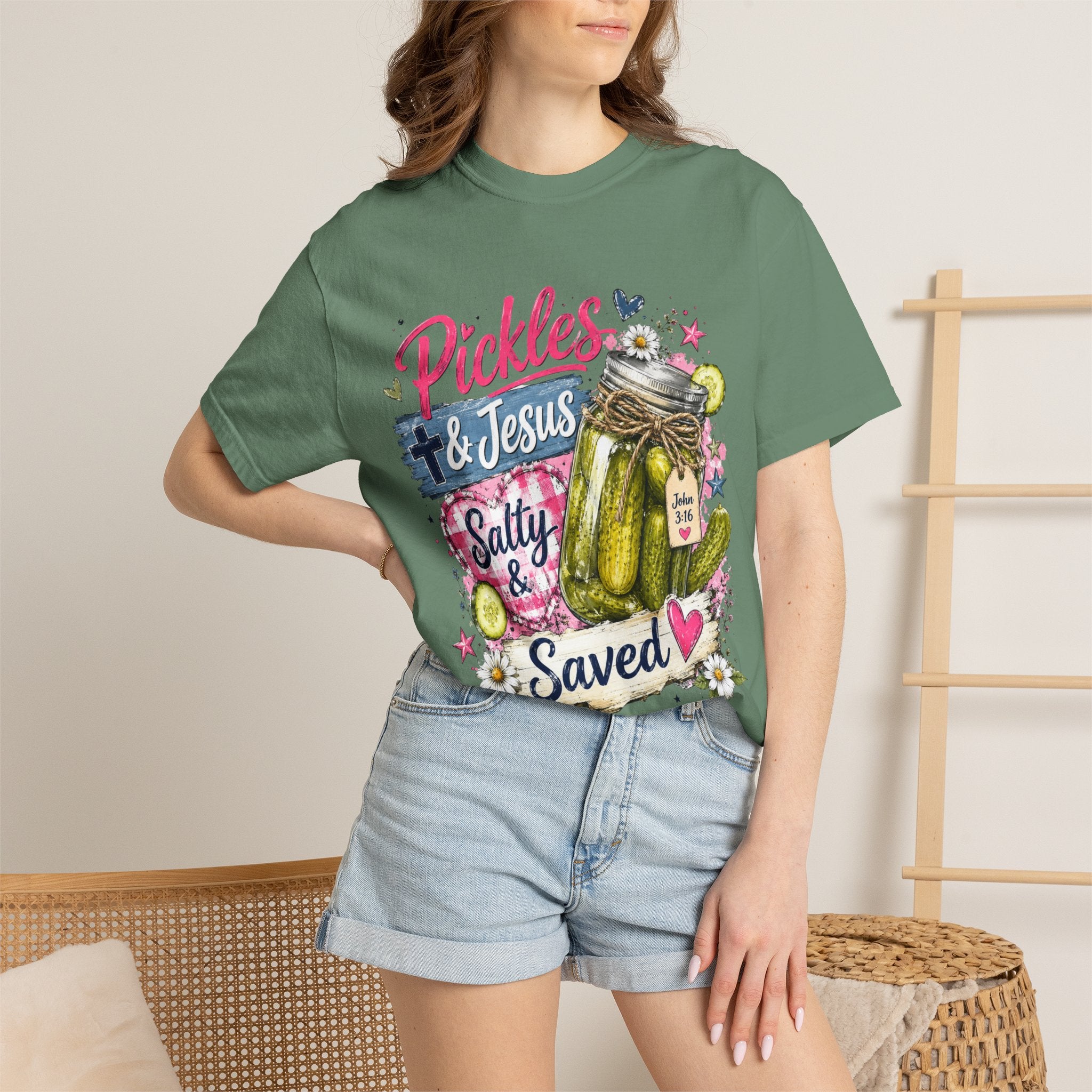 Pickles & Jesus T-Shirt — “Salty & Saved” Christian Graphic Tee