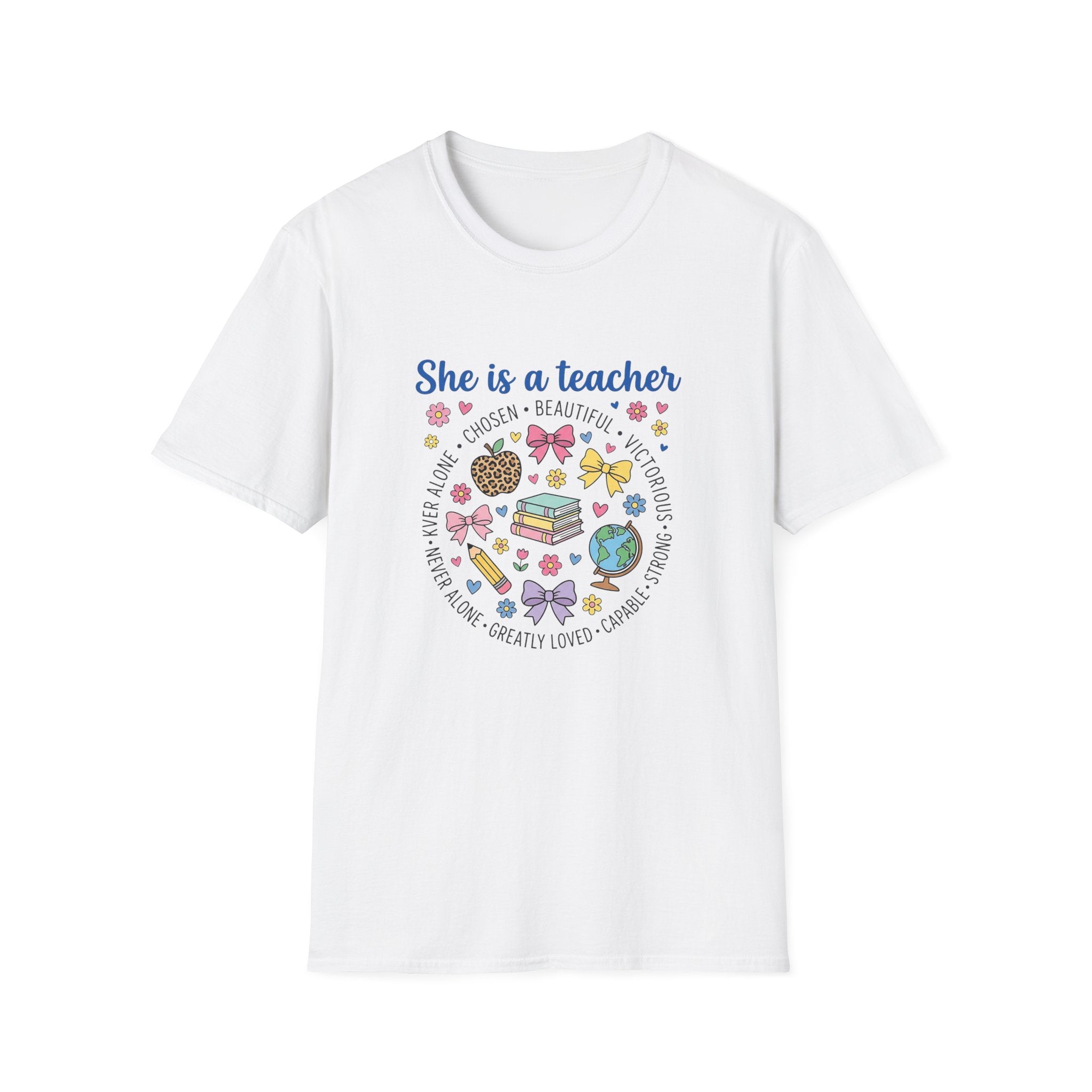 She Is a Teacher T-Shirt — Feminine Floral Inspirational Teacher Gift