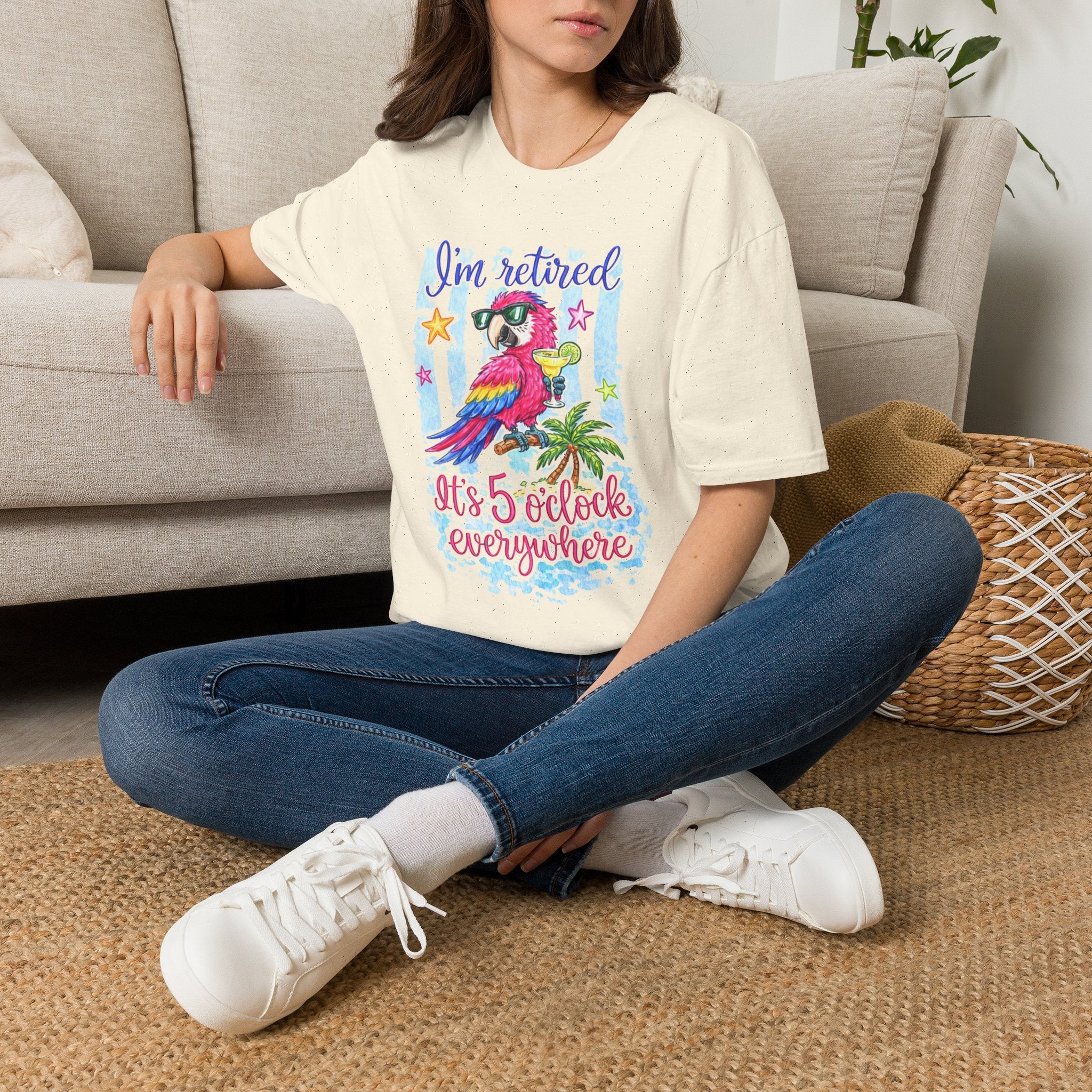 Retired Parrot T-Shirt — "I'm Retired" Colorful Tropical Bird Tee