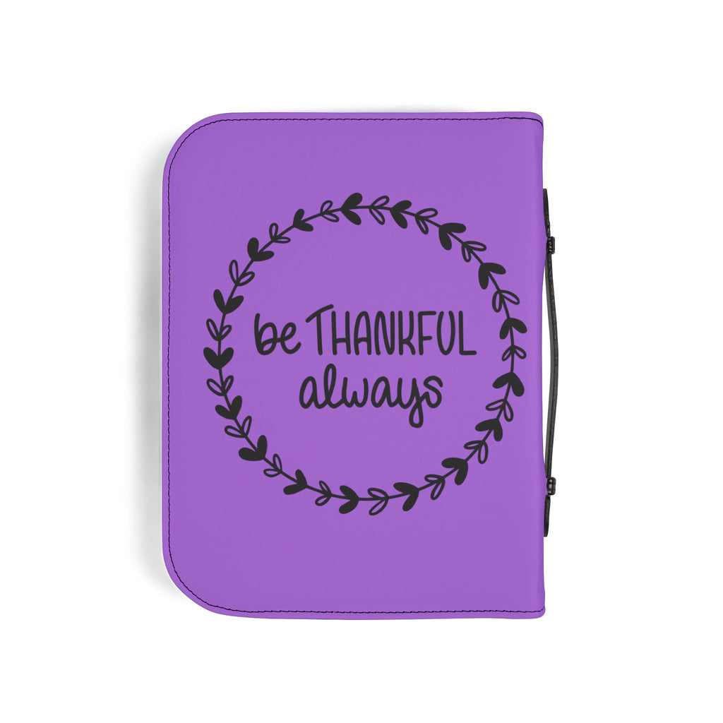 Purple Christian Bible Cover — "First of All, Jesus Thinks I’m a Delight" with Raccoon & "Be Thankful Always" Design