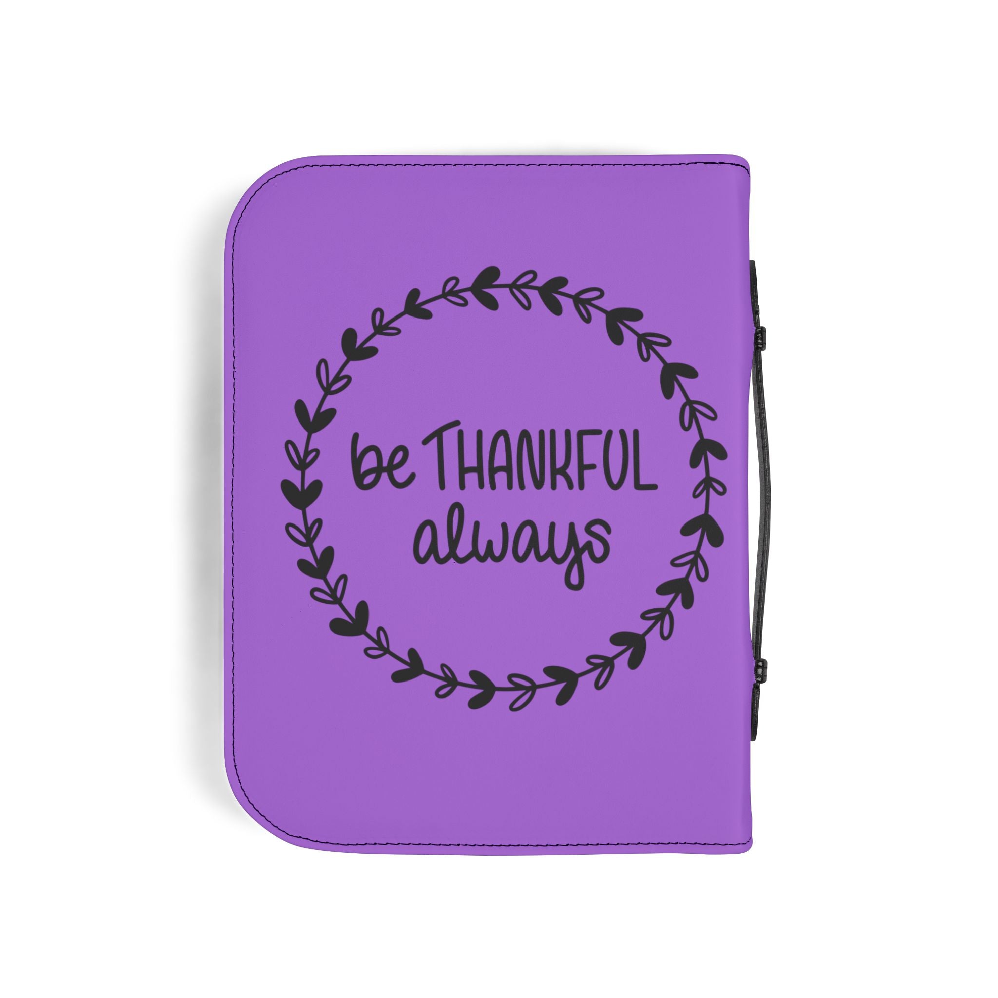 Purple Christian Bible Cover — "First of All, Jesus Thinks I’m a Delight" with Raccoon & "Be Thankful Always" Design